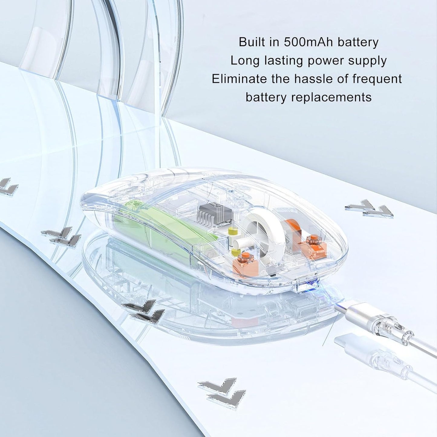 Transparent Dual-Mode Rechargeable Wireless Mouse