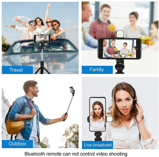 Raptas R1S 3-in-1 Tripod / Selfie Stick with LED Light & Bluetooth Remote
