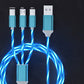 3 in 1 Fast Charging Glowing LED Light Cable | Micro USB Type C Cable