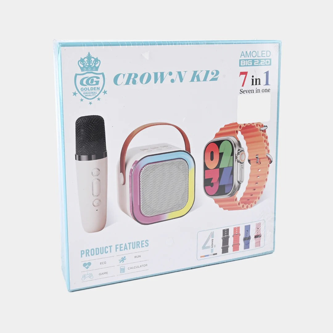 Crown K12 7 in 1 (Watch + Bluetooth Speaker & Mic )